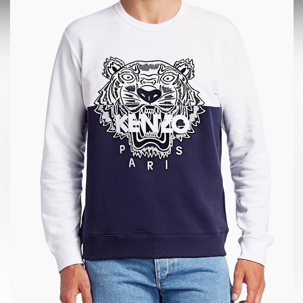 Kenzo Colorblocked Logo Embroidered Crew Sweatshirt